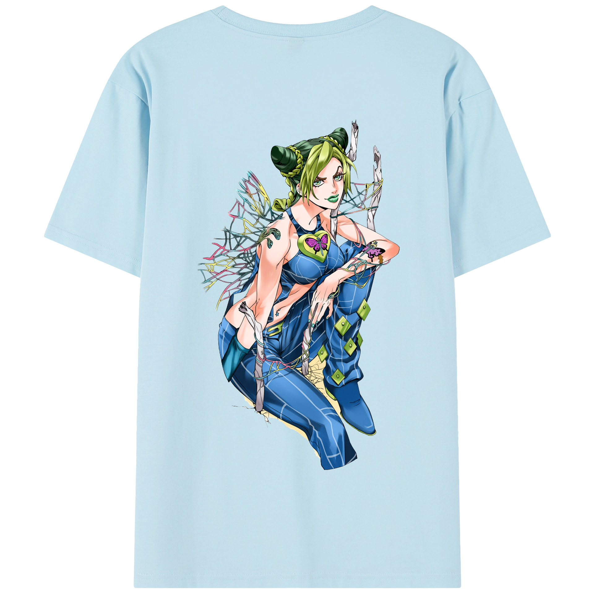 （画像用） "ジョジョの奇妙な冒険 くうじょう ジョリーン JoJo's Bizarre Adventure Jolyne Cujoh " 綿100％半袖Tシャツ（背面プリント）